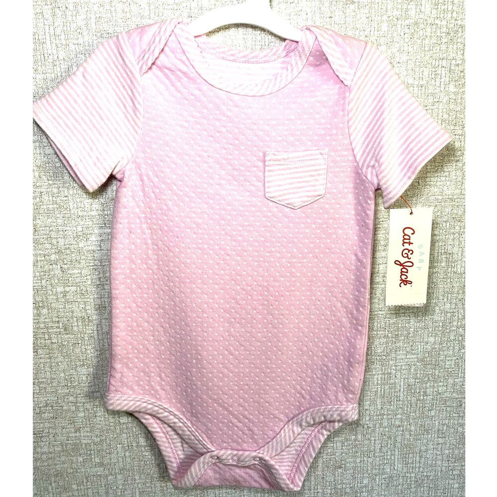 Cat and Jack Baby Bodysuit   Pink White     Size  Newborn